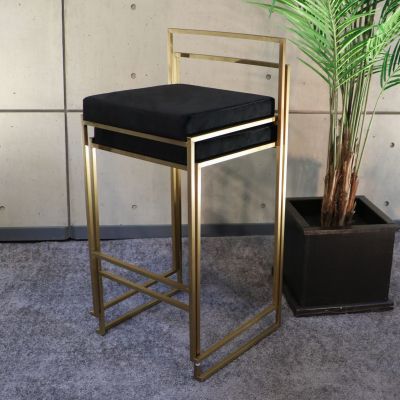 Image two of GOTHAM GOLD STOOLS WITH BLACK CUSHION